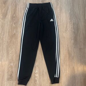 Adidas Kids Black Joggers with White Stripes